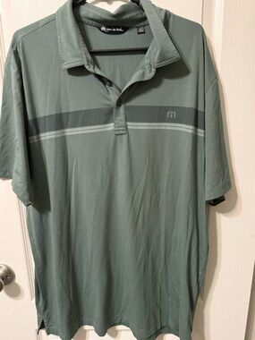 Travis Mathew Men's Polo in Sage Green with Stripe